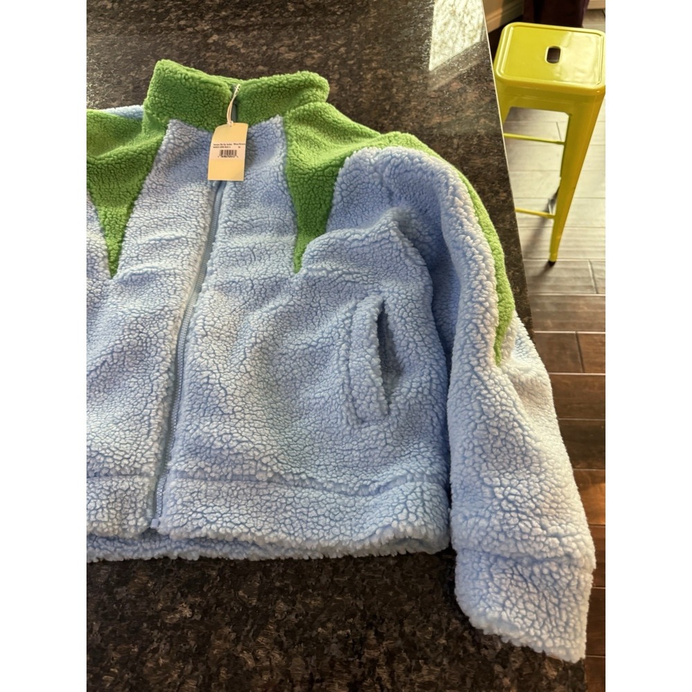 MNML SHERPA ZIP UP JACKET (BLUE/GREEN) Size M Coat NWT - Picture 5 of 9